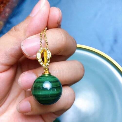 Natural Malachite 18mm Round Bead Necklace Pendant Charm Crystal Gem Pendant Accessories For DIY jewelry making