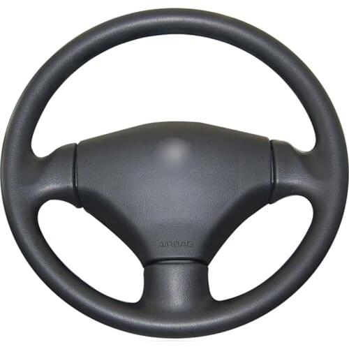 Hand-stitched Black Artificial Leather Car Steering Wheel Covers for Peugeot 206 2003 2004 2005 2006
