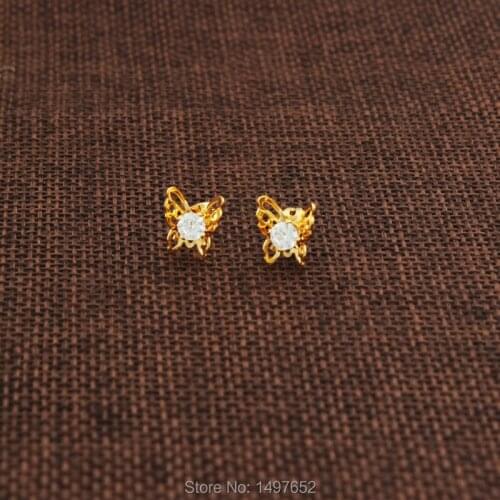 New Arrival Butterfly Shape Earrings For Women&Girls / Gold Color Crystal Vintage Stud Earrings Fashion Jewelry