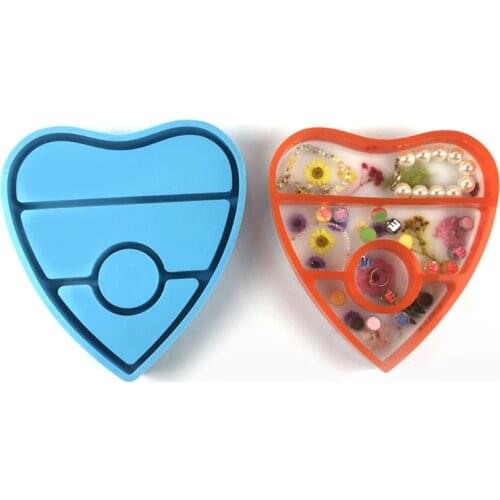 DIY Love Heart Jewelry Organizer Epoxy Resin Mold Storage Box Casting Silicone Mould Crafts Home Decorations Making Tools
