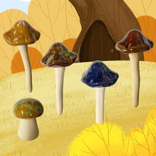 Cute Mushroom Embedded Hamster Bedding Ceramic Hamster Landscaping Supplies Dwarf Rat Hamster Toy Hamster Accessories