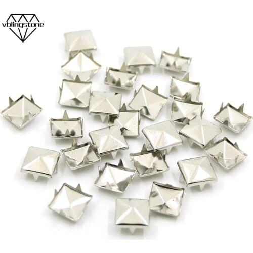 Стразы|100Pcs Square Studs Rivets Sliver Metal Rivets Four Claw Ornaments For Clothes Studs For Leather Accessories For Bag DIY