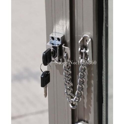 Stainless Steel Casement Window Guard Window Door Restrictor Child Safety Security Chain Lock With Keys Free Shipping CP181