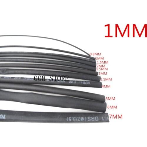 5 Meter High Quality Black Diameter 1mm Heat Shrinkable Tube Shrink