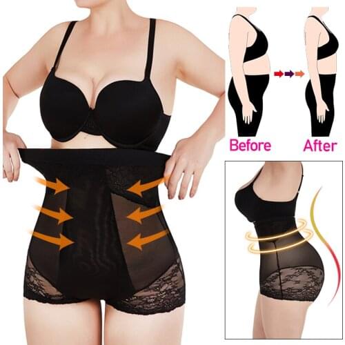 Women Body Shaper Black Lace High Waist Panties Butt Lifter Tummy Control Panty Slim Waist Trainer Slimming Girdle Shapewear