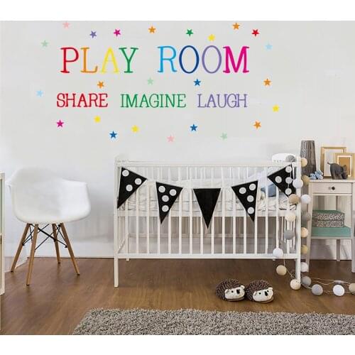 Creative English Playroom Wall Stickers for Kids Room Nursery Decoration Aesthetic Bedroom Living Room Mural Wall Decals