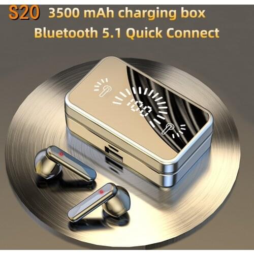 TWS Blueooth S20 Earphones Touch Control Stereo Sports Waterproof Earbuds Wireless Headphones Earbuds With Mic Charging Box