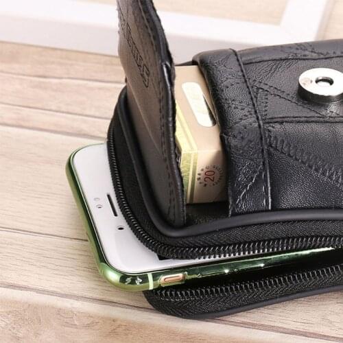 Y166 Vintage Men Waist Fanny Pack Belt Bag PU Leather Phone Pouch Travel Hip Hanging Purse