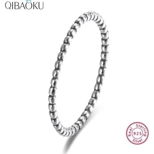 Classical Genuine 925 Sterling Silver Small Round Beads Finger Rings for Women Sterling Silver Jewelry Gift for Women