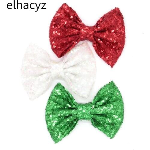 10pcs/lot Trendy Christmas 5" Sequins Bows Clip Barette Chic Christmas DIY Hair Accessories Hair Clips High-quality Headwear