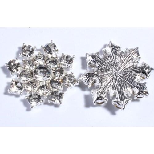 5PCS 24MM Hot Fashion Silver Crystal Buttons Embellishment For Wedding Decoration Rhinestone Button For Clothing Decoration