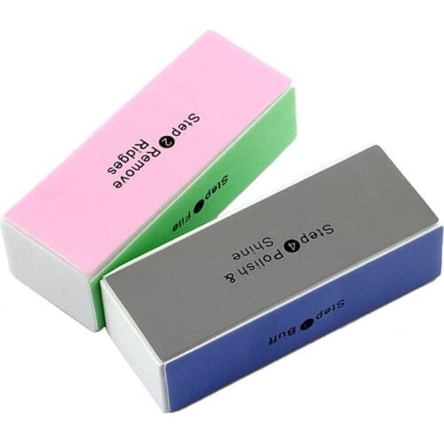 6PCS Professional Colorful 4 Ways Nail File Buffer Polishing Block Sanding Nail Art Manicure Sponge Setback Nail Art Tools