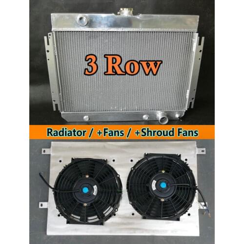 Aluminum Radiator & Shrou Fans For 1963-1968 Chevrolet Chevy Chevelle El Camino Biscayne Impala Bel Air Caprice L6 V8 AT/MT 5.4L