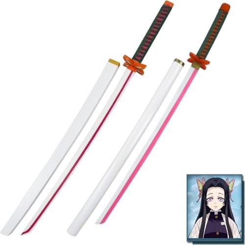 Anime Demon Slayer Kimetsu No Yaiba Cosplay Props Kochou Kanae Wood Sword Weapons Prop for Halloween Cosplay Party
