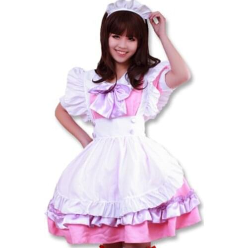 Brdwn Coffee shop assistant Princess womens animation exhibition Lolita maid Pink Apron dress cosplay costume