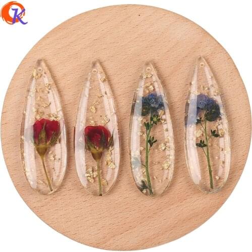 Cordial Design 40Pcs 18*55MM Jewelry Accessories/Hand Made/Drop Shape/Dried Flower In Resin Charms/Earring Findings/DIY Pendant