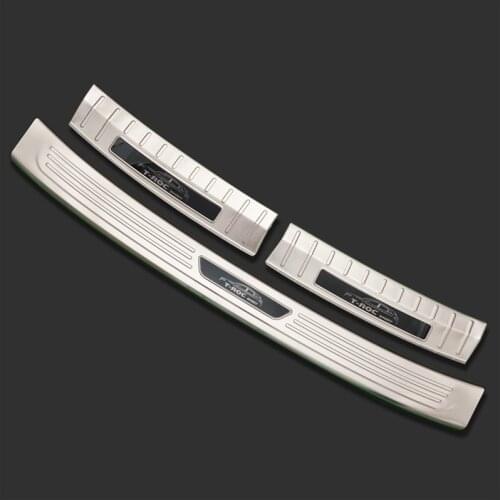 For Volkswagen T-ROC t roc 2018 2019 2020 Accessories Stainless Steel Rear Bumper Foot Plate Protector Door Sill Scuff Sticker