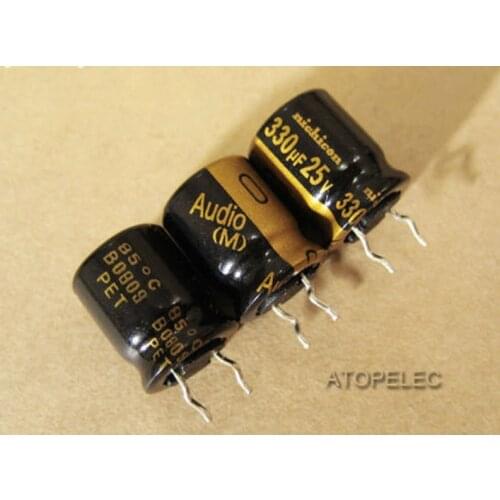 10pcs Nichicon AUDIO Series 330uF/25V Electrolytic Capacitors Hi-Fi Audio
