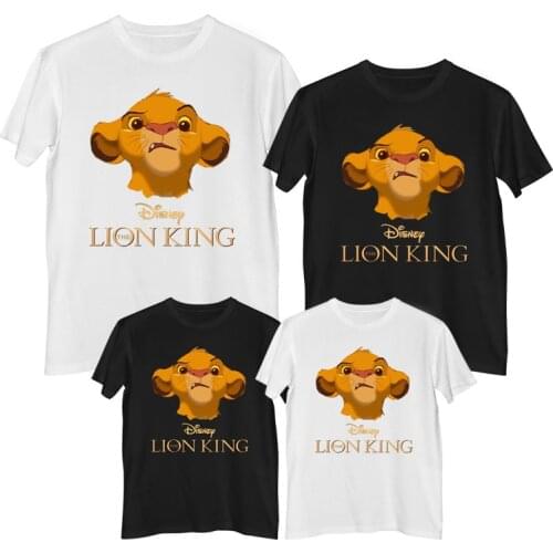 Disney The Lion King Simba T shirt 100% cotton clothes for teens T-shirt for girls boy dad Kids clothes Mens Women tee shirt