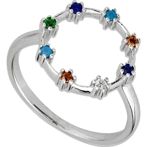 DARK DIAMOND-circle and zircon ring in 925 rhodium plated sterling silver. Antirust jewel and long durability