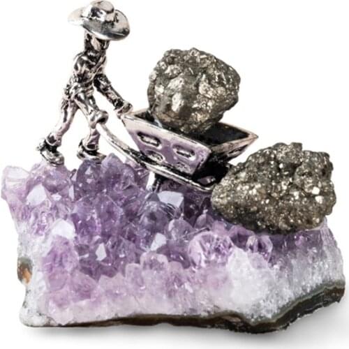 Creative Miner Crystal Decoration Stone Amethyst Base Mineral Crystal Gift For Geode Natural Stones Minerals home decoration