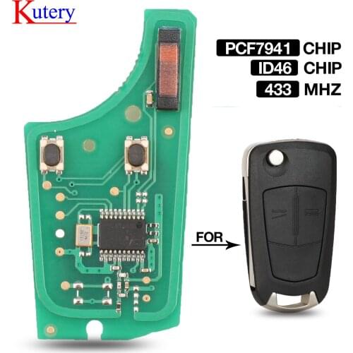 Kutery 2 Buttons 433Mhz Remote Car Key Circuit Board ID46 PCF7941 Chip For Opel Vauxhall Astra H 2004-2009 Corsa D 2007-2012