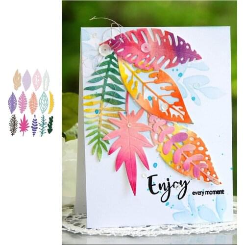 Color Leaf Combination Metal Cutting Dies for DIY Scrapbooking Crafts Dies Cut Stencils Maker Photo Album Template Handmade