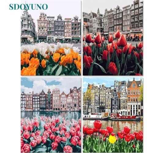 SDOYUNO 60x75cm Paint By Numbers Landscape Frameless Oil Painting By Numbers On Canvas Flower DIY Digital Painting Home Decor