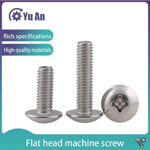 Stainless Steel Cross Groove Large Flat Head Machine Screw TM Umbrella Head Mushroom Head Cross Groove Screw M4-M6 50Pcs