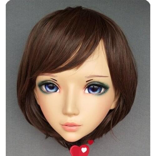 NEW-02) Handmade Female Resin Crossdress Pretty Girl BJD Masks Japanese Anime Cosplay Kigurumi Mask