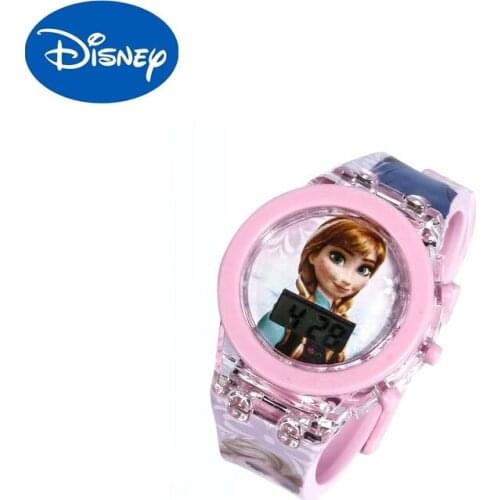 Original Frozen Glowing 3D light watches Disney movie Quartz watch action toys figure Anna Aisha Christmas girls birthday gifts