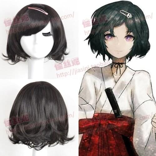 Steins Gate Ruka Urushibara Cosplay Wig Black Short Curly Halloween Synthetic Hair + Wig Cap