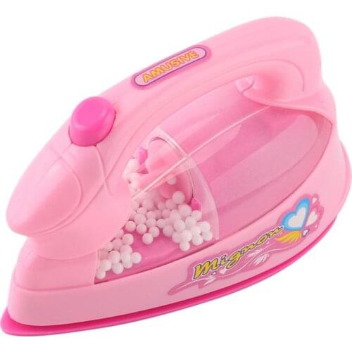 Plastic Mini Electric Iron Toy Pink Kids Children Baby Girl Pretend Play Home Appliances Toy Safrty Light-up Simulation GirlsToy