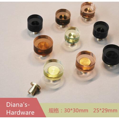 Brass + Crystal Glass Knobs Round Spell-Colored Handle Cabinet Door Handles Dresser Drawer Pulls Home Kitchen Furniture Hardware