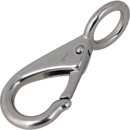 73.3mm Silver 304 Stainless Steel 1# Carabiner Secure Lock Boat Clip Hook Fixed Eye Hook Link