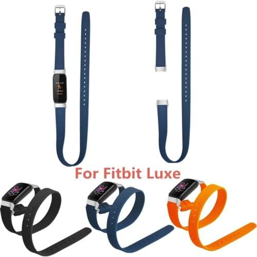 Silicone Watch Band for Fitbit Luxe Soft Sports Watch Wrist Strap Loop Bracelet Replacement Long Strap with 2 Turns