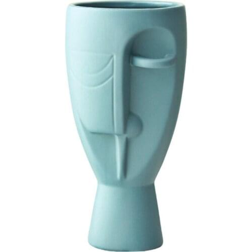 Nordic Abstract Ceramic Vases, White And Black Vases With Decorative Patterns In Creative Exhibition Halls, Head-Shaped Vases