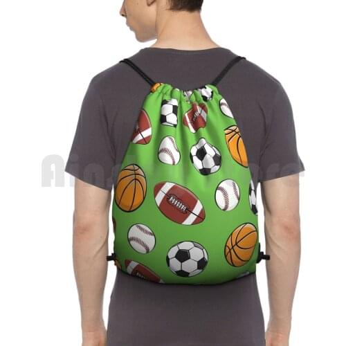 Sports-Basketball , Baseball , Football , Soccer-Green Backpack Drawstring Bags Gym Bag Waterproof Basketball Sports