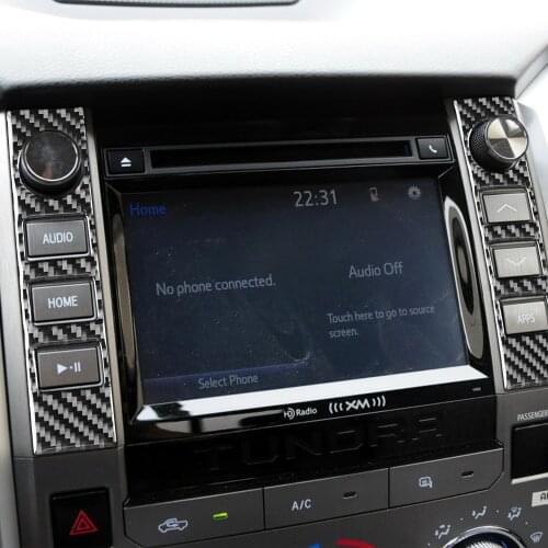 Car Styling 2PCS Real Carbon Fiber Interior Console Volume Switch Cover Trim Stickers for Toyota Tundra 2014-2021