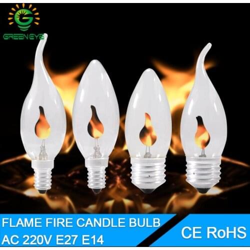 Led bulb E14 E27 Edison Flicker Flame Led Candle Light Fire Lighting Vintage 3W AC220V 240V Tail Retro Decor Energy Saving Lamp