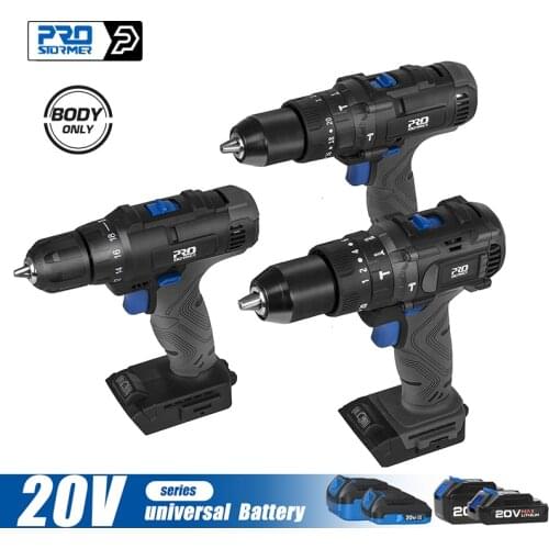 Impact Electric Drill Screwdriver 20V Cordless Electric Screwdriver Household DIY 2 Bits Body Only By PROSTORMER