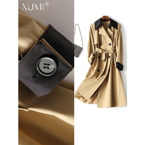 High End Windbreaker Coat Womens 2021 New Style Temperament Slim Middle Long Small British Style Spring and Autumn Black