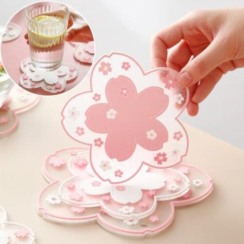 Japan Style Cherry Blossom Heat Insulation Table Mat Family Office Anti-skid Tea Cup Milk Mug Coffee Cup Coaster SN3723