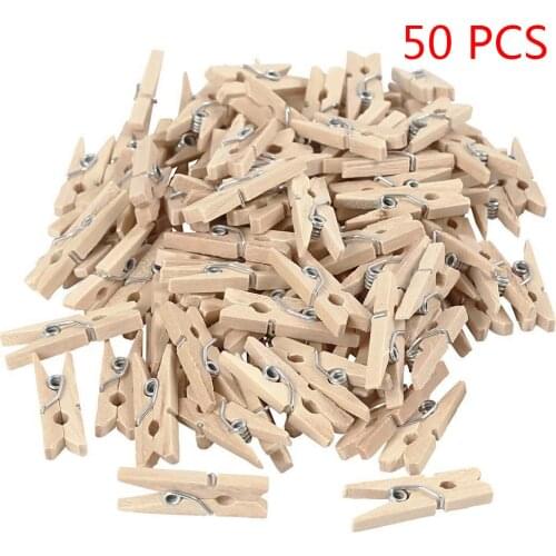 50pcs/100pcs 25mm Mini Natural Wooden Clips for Photo Clips Craft Decoration Clips