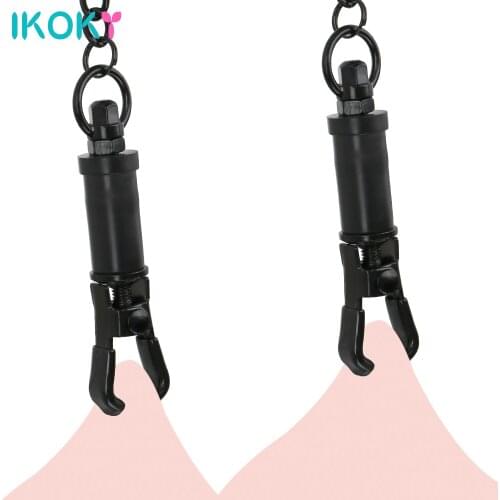 IKOKY Adjustable Metal Nipple Clips Adult Games Breast Bondage Torture Play Clamps Sex Toys for Couple Nipple Stimulator