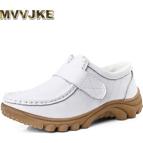 MVVJKE Women Flat Shoes Soft Genuine Leather Mother Shoes Comfort Casual Shoes Female Autumn nurses shoes Women flats
