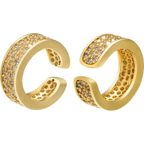 ZHUKOU one pair /2PCS 14x14mm Elegant gold /silver color crystal ring / ear clip for womens jewelry model: VE114