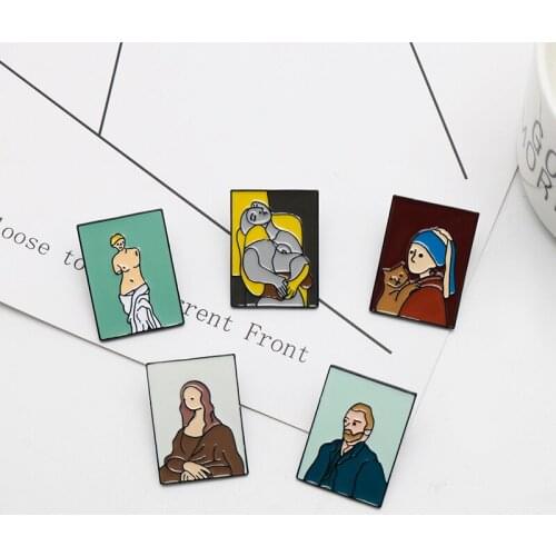 Collar Badge Broches Para Ropa Mujer Accessories Vincent Willem van Gogh Venus de Milo World Famous Painting Series Broochs