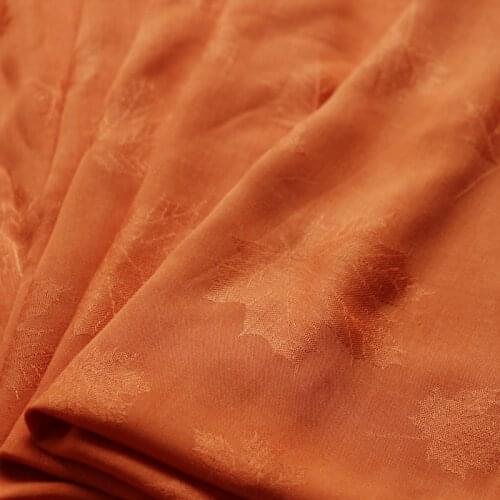 1 meter X 1.4 meter Soft dress shirt sleepwear fabric cotton viscose rayon tissu jacquard leaf orange