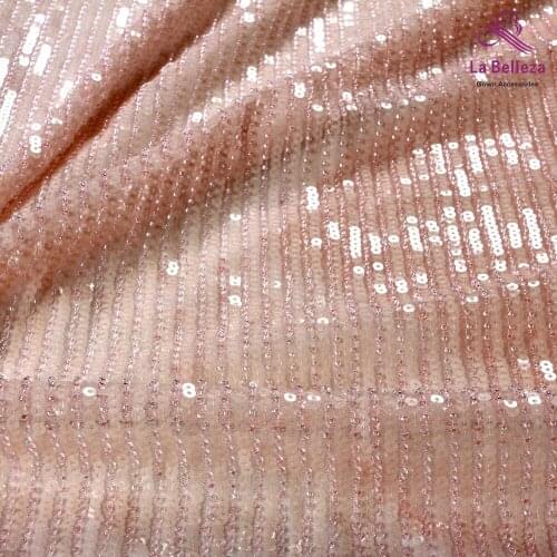 1yard New fashion light pink Straight beads with sequins on netting embroidery wedding dress lace fabric